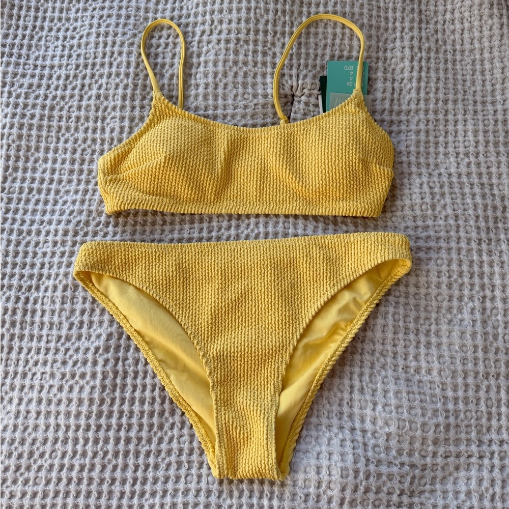 Yellow Textured Bikini Set